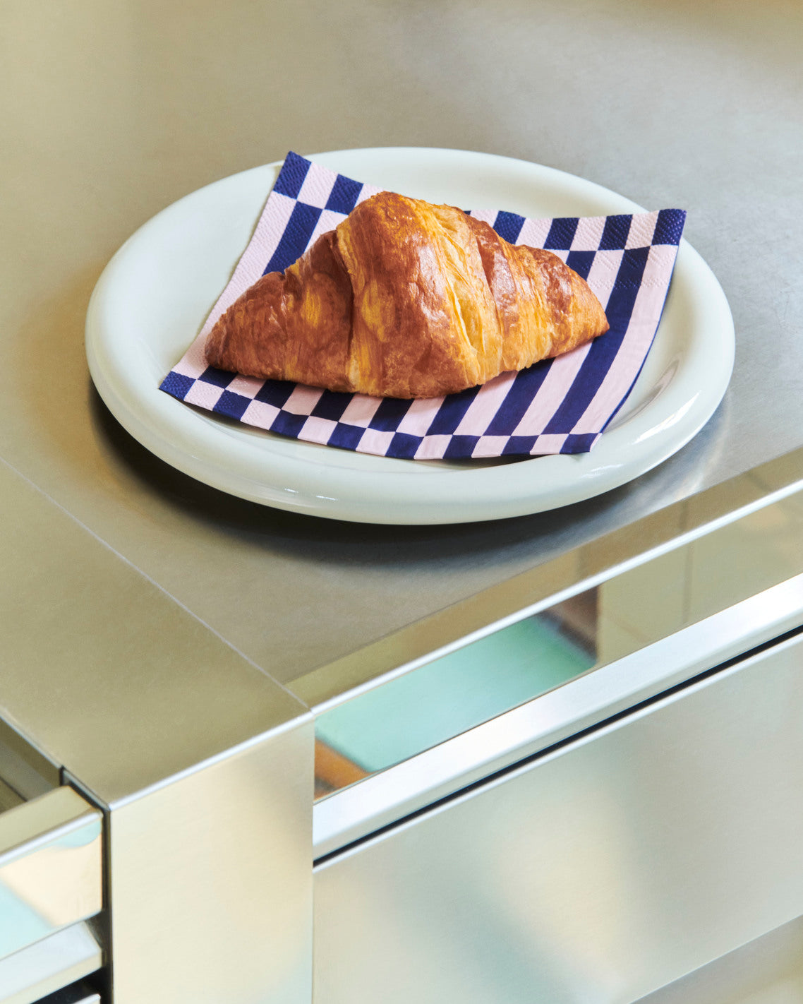 Pattern servietter, lyserød/mørkeblå - 33x33 cm.